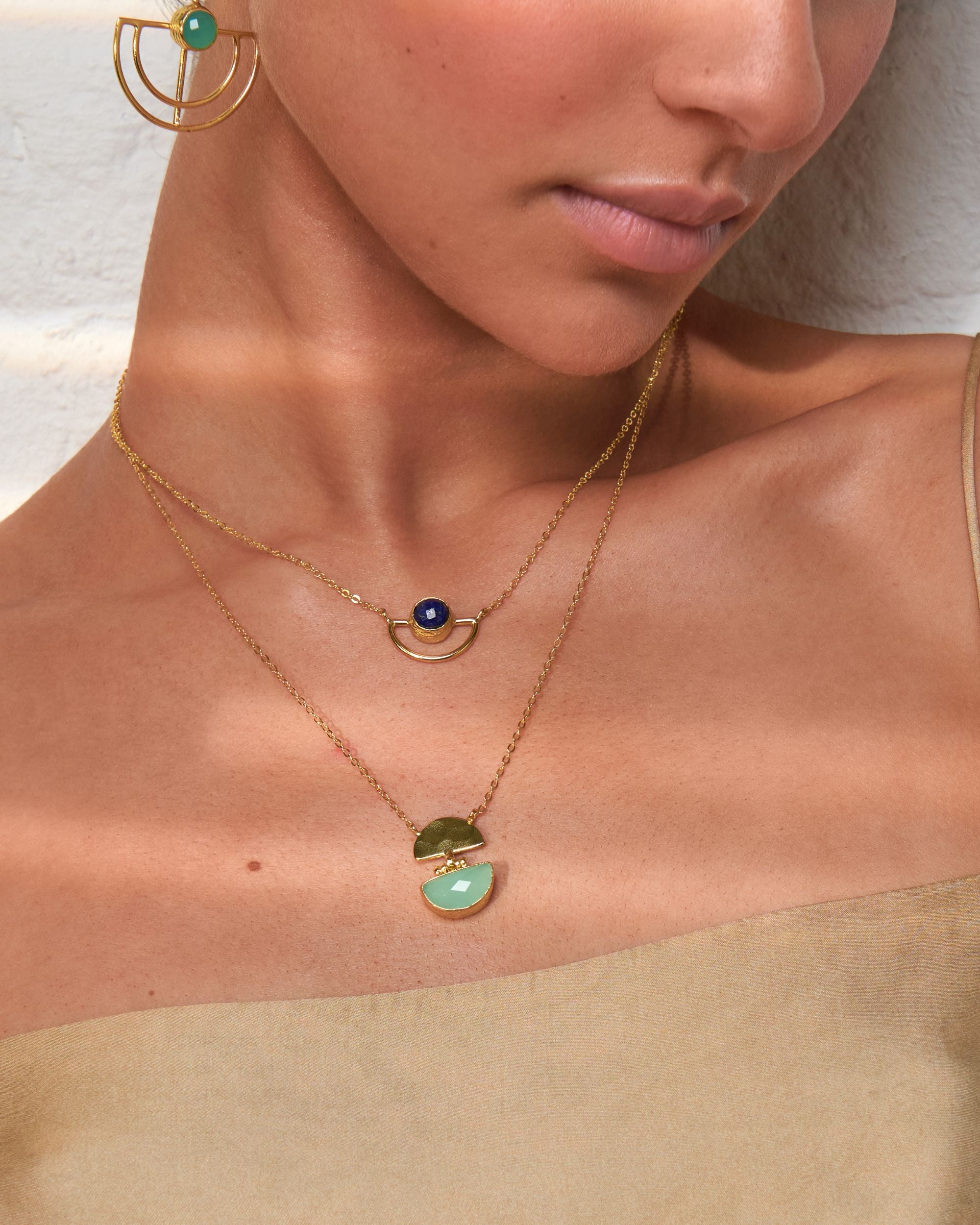 Mina Aqua Chalcedony Pendant Necklace | Sustainable Jewellery by Ottoman Hands
