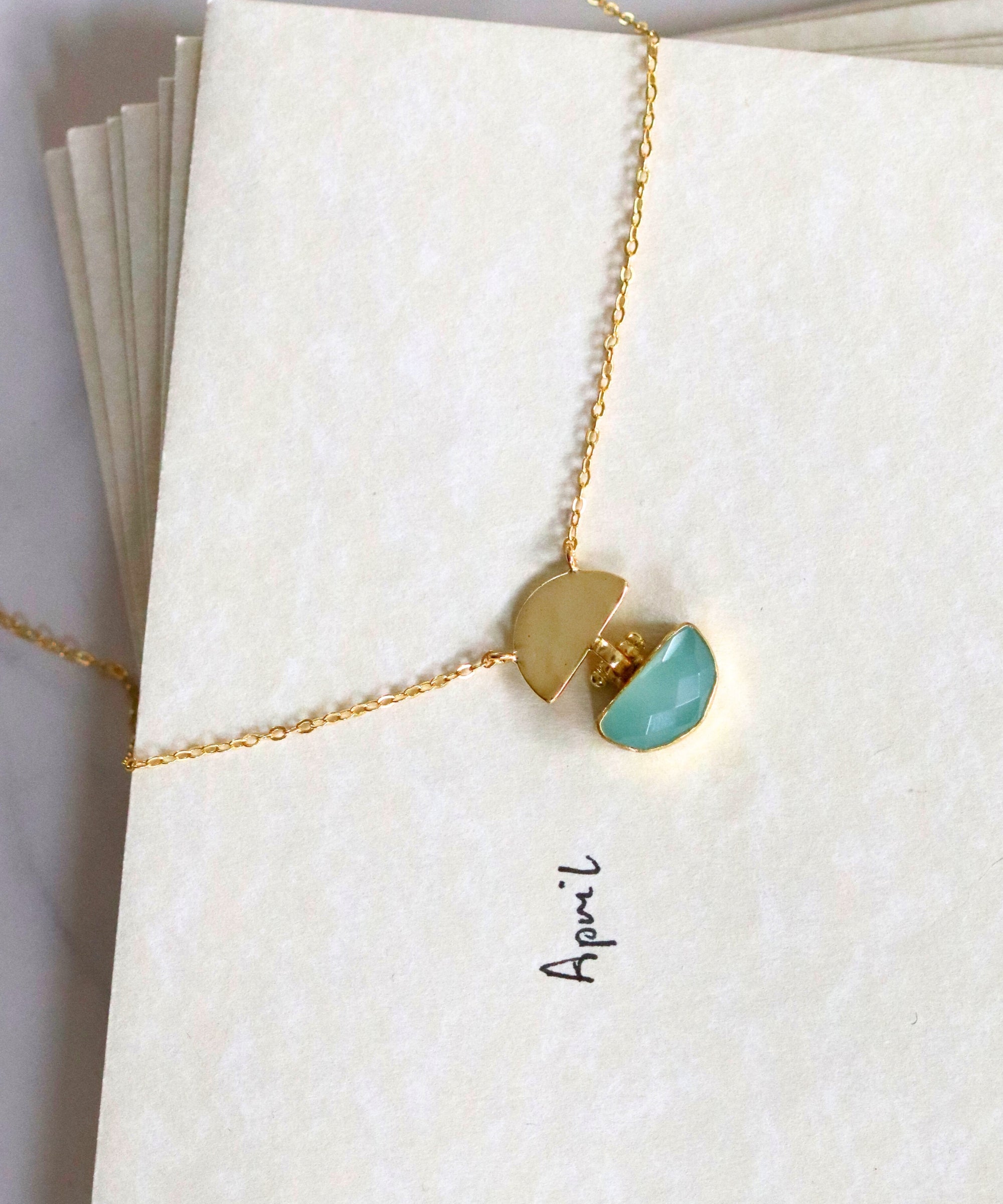 Mina Aqua Chalcedony Pendant Necklace | Sustainable Jewellery by Ottoman Hands
