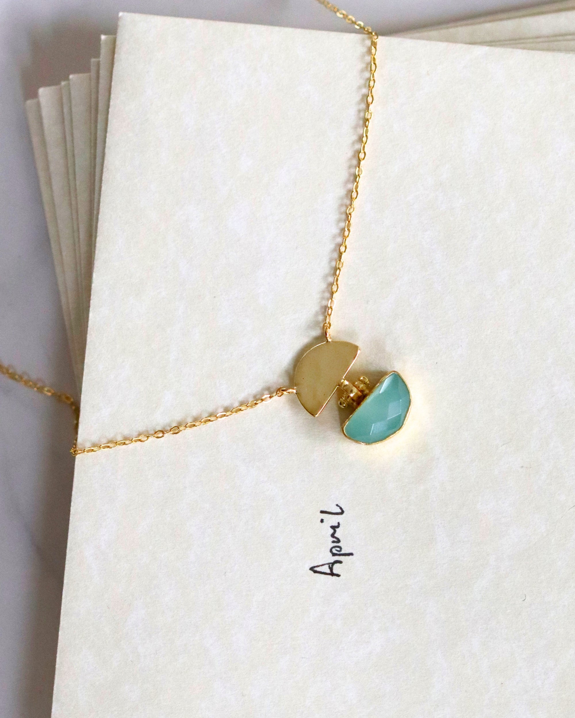 Mina Aqua Chalcedony Pendant Necklace | Sustainable Jewellery by Ottoman Hands