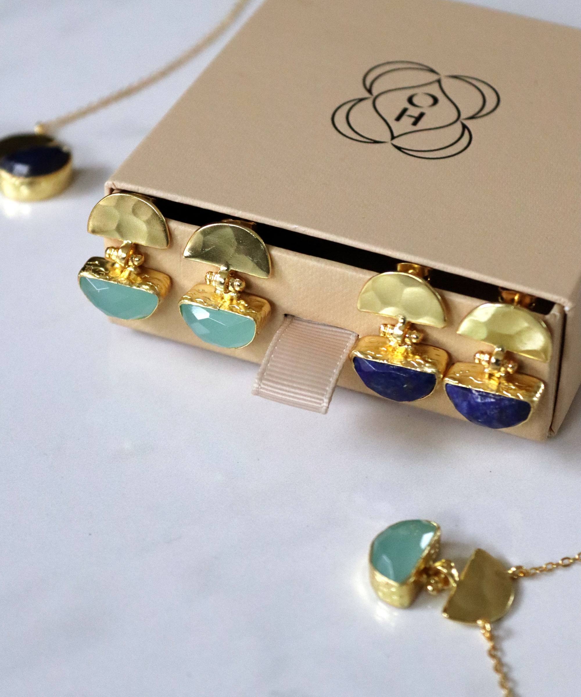 Mina Lapis Drop Stud Earrings | Sustainable Jewellery by Ottoman Hands