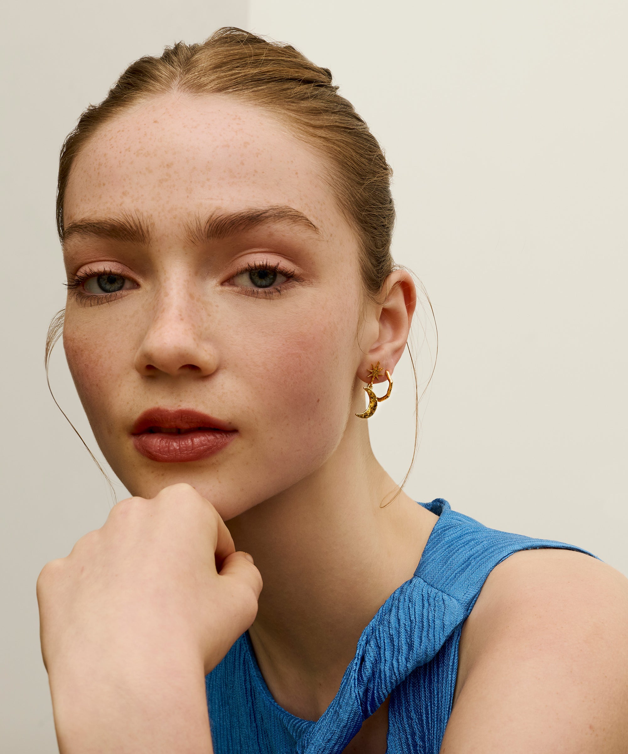 Moon and Star Drop Stud Earrings | Sustainable Jewellery by Ottoman Hands