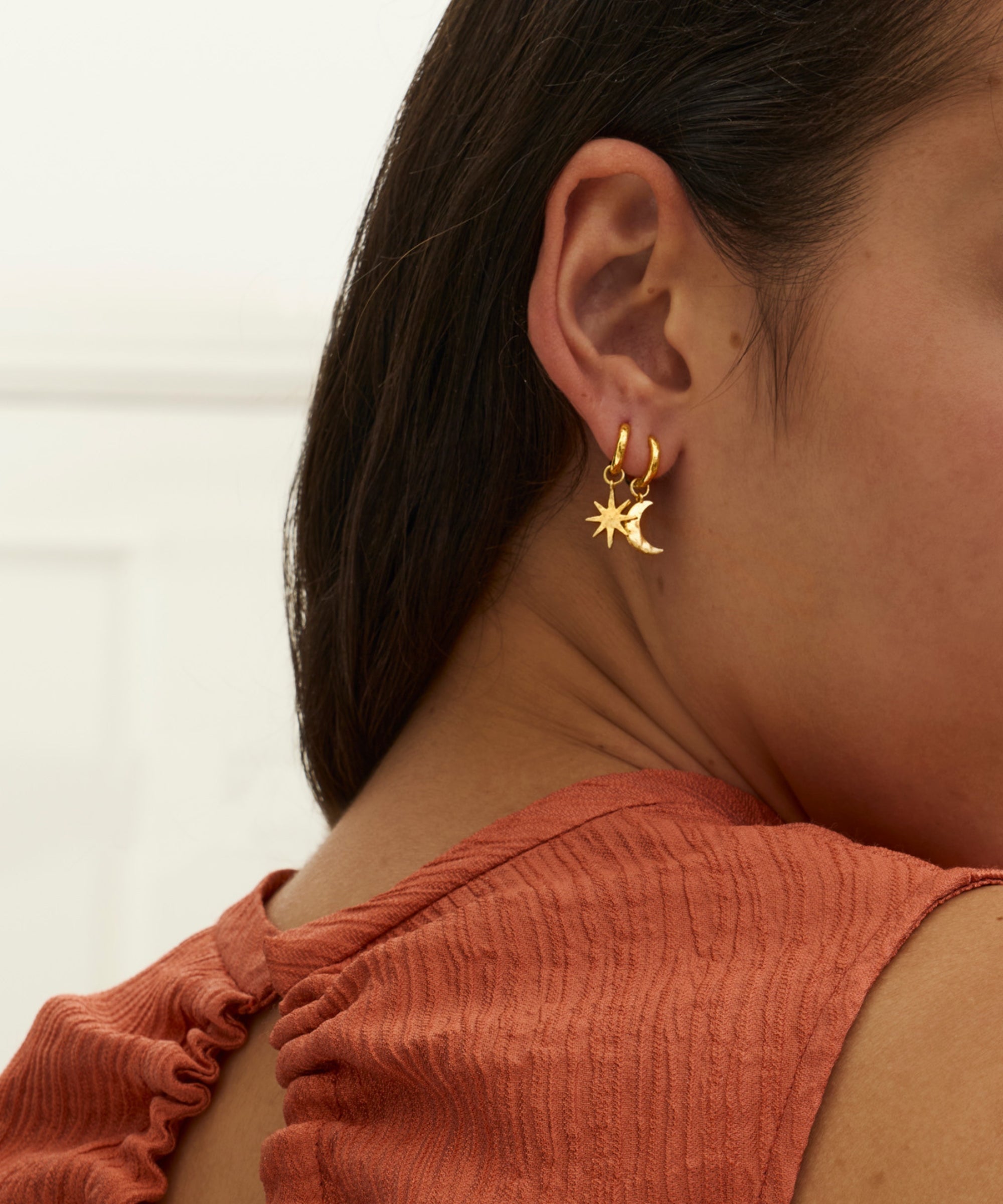 Moon and Star Huggie Earrings | Sustainable Jewellery by Ottoman Hands