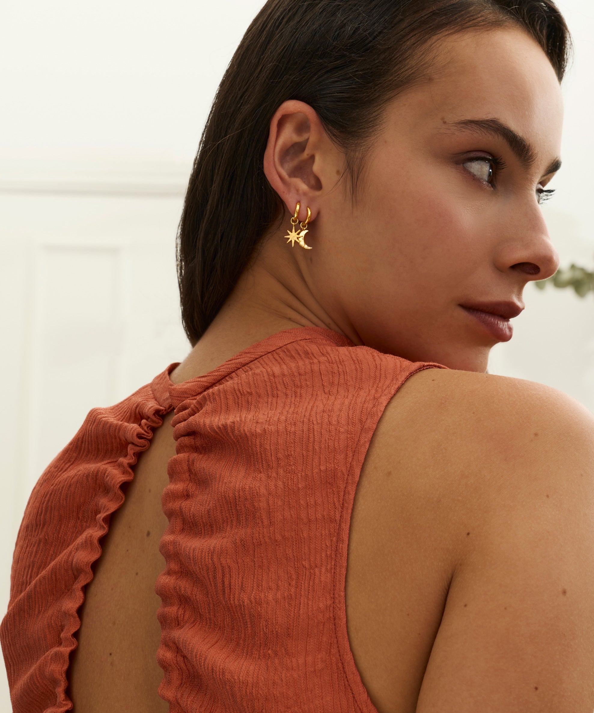 Moon and Star Huggie Earrings | Sustainable Jewellery by Ottoman Hands