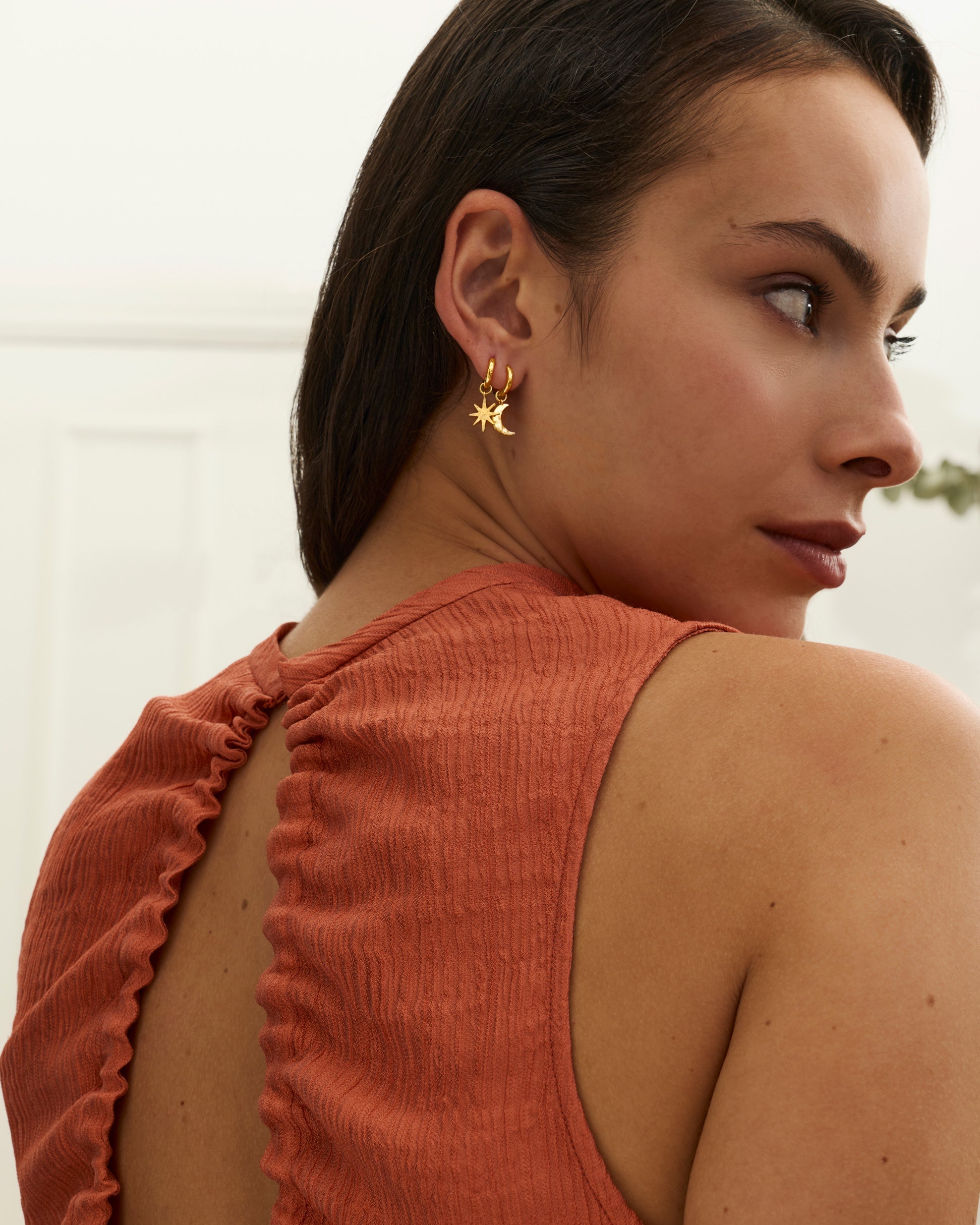 Moon and Star Huggie Earrings | Sustainable Jewellery by Ottoman Hands