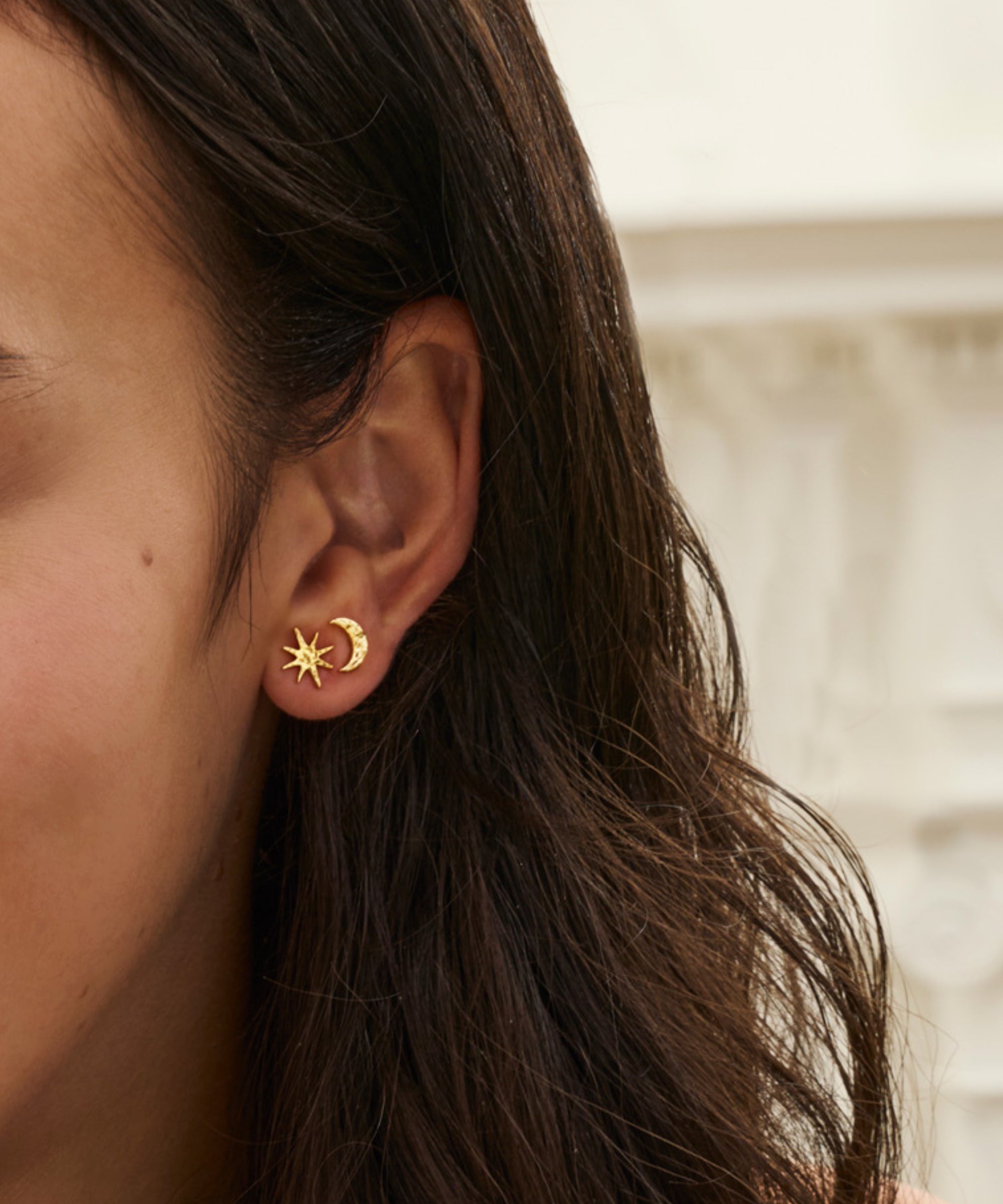Moon and Star Stud Earrings | Sustainable Jewellery by Ottoman Hands