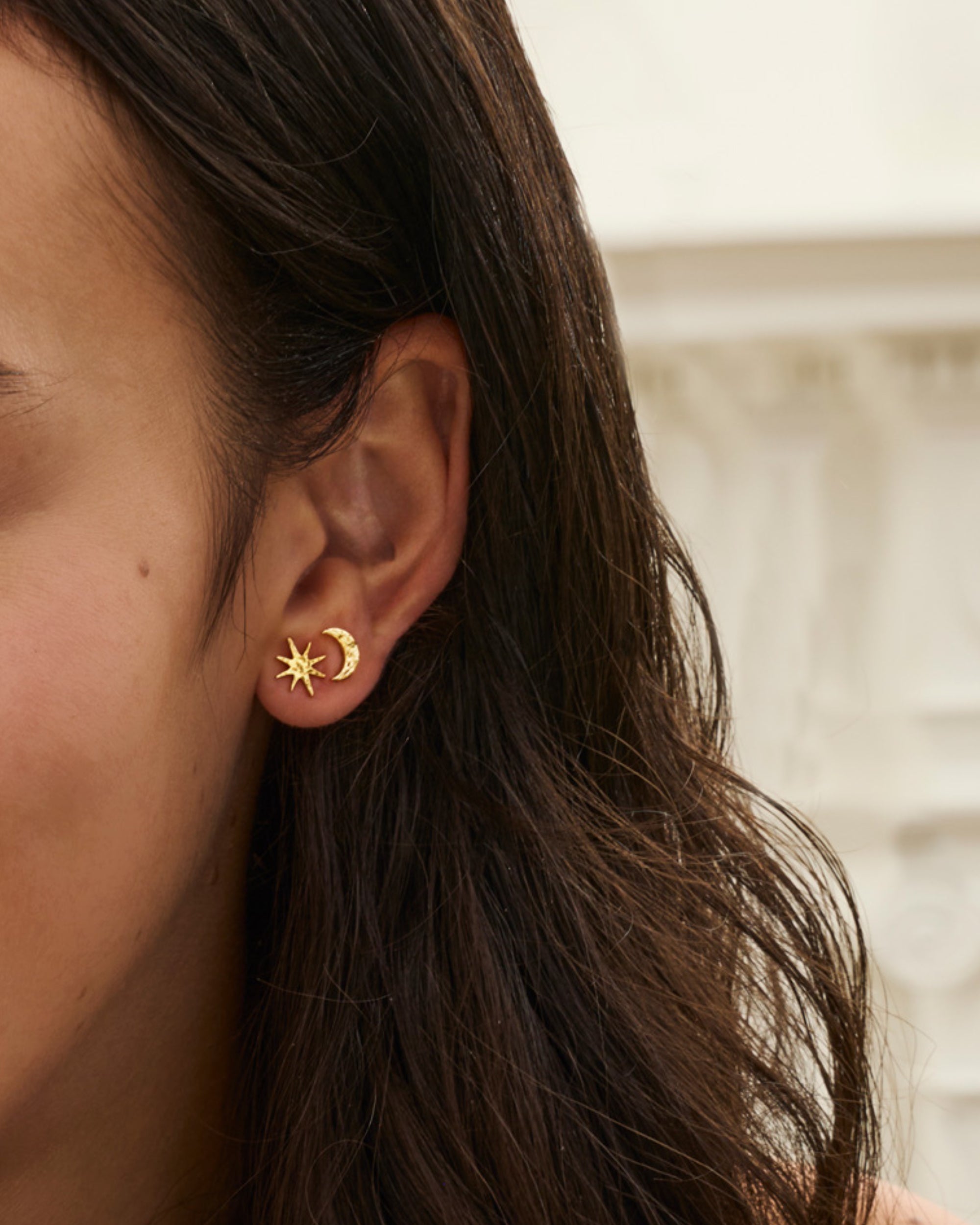 Moon and Star Stud Earrings | Sustainable Jewellery by Ottoman Hands