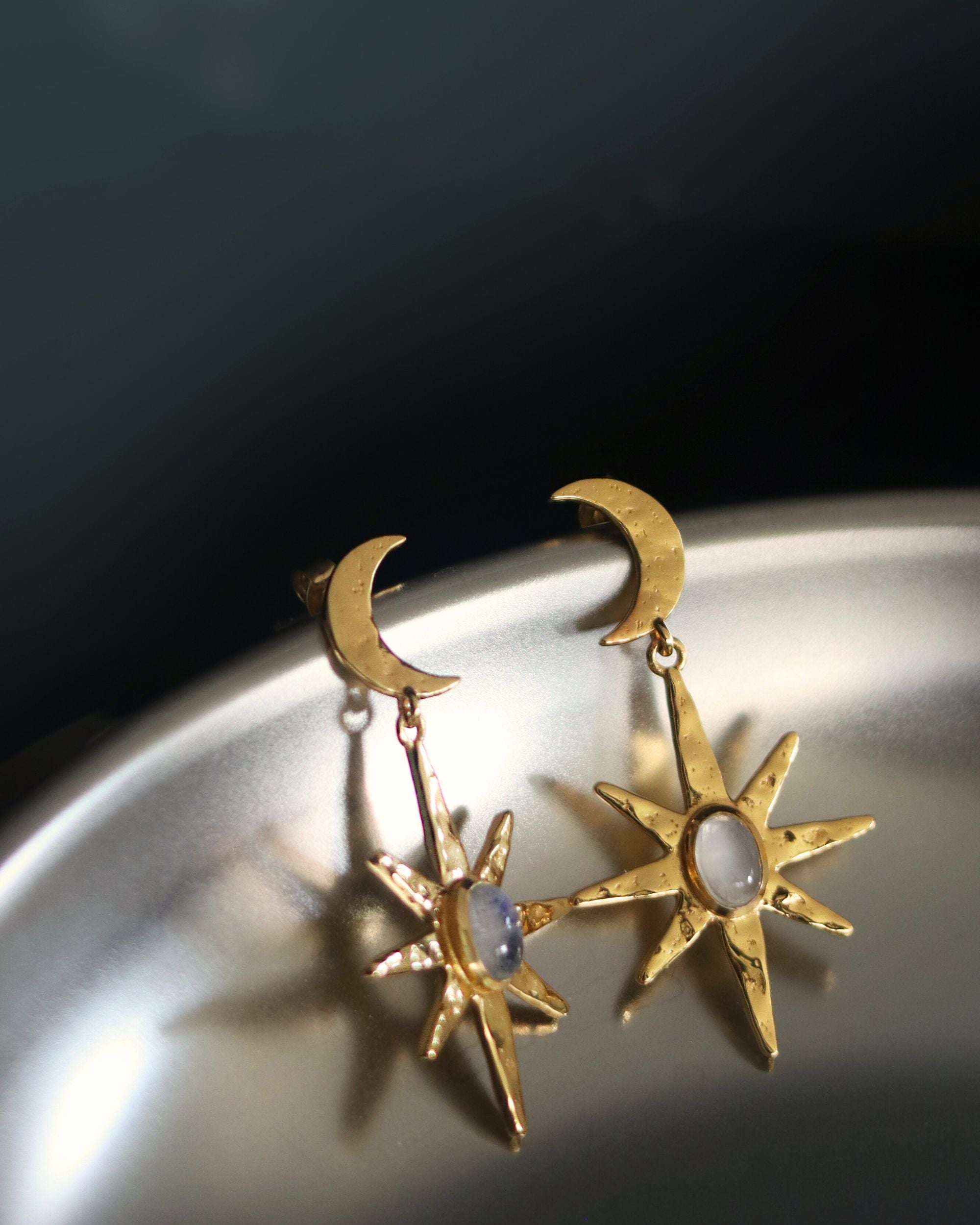Moonstone Star Drop Earrings | Sustainable Jewellery by Ottoman Hands