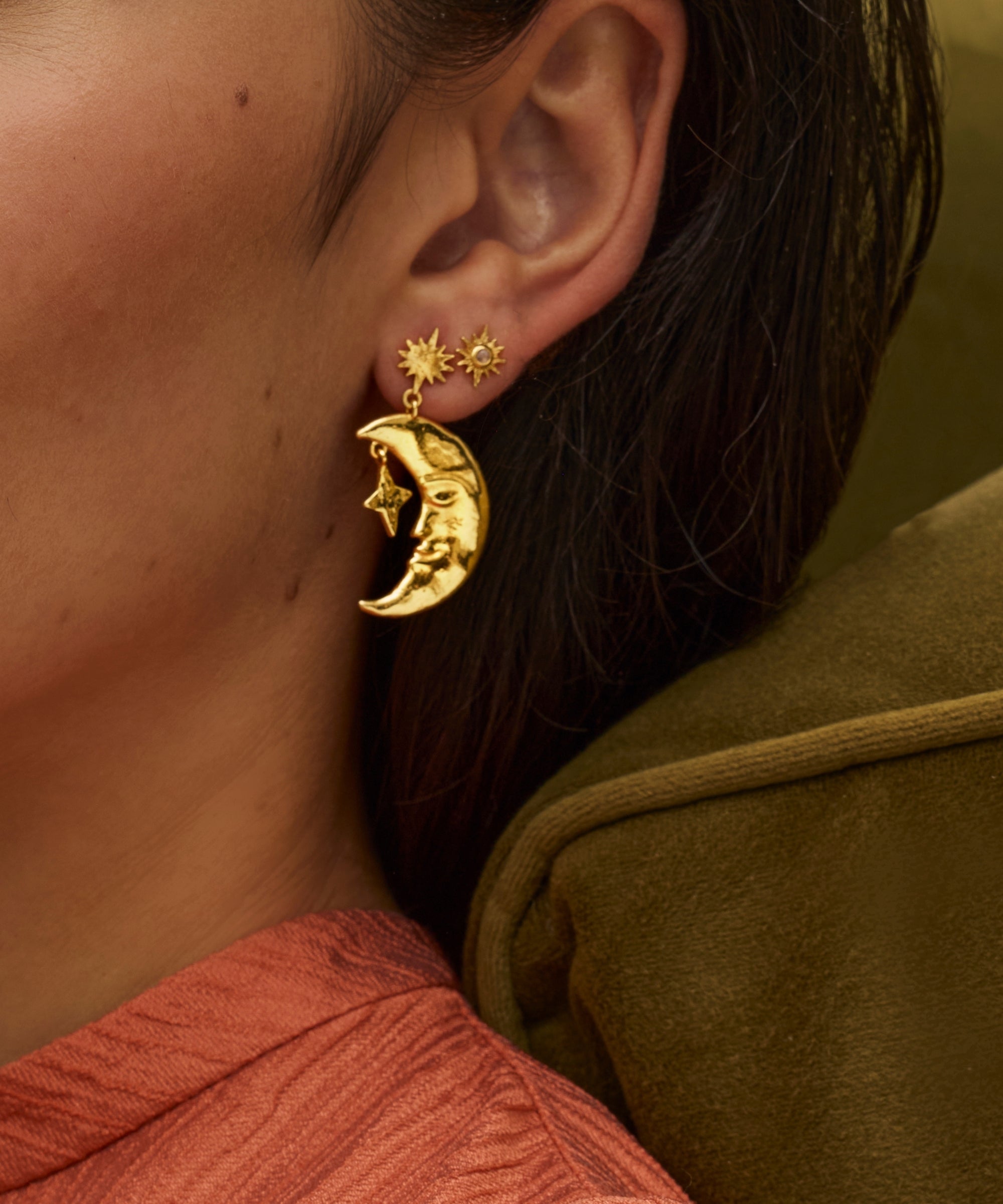Moonstone Star Stud Earrings | Sustainable Jewellery by Ottoman Hands