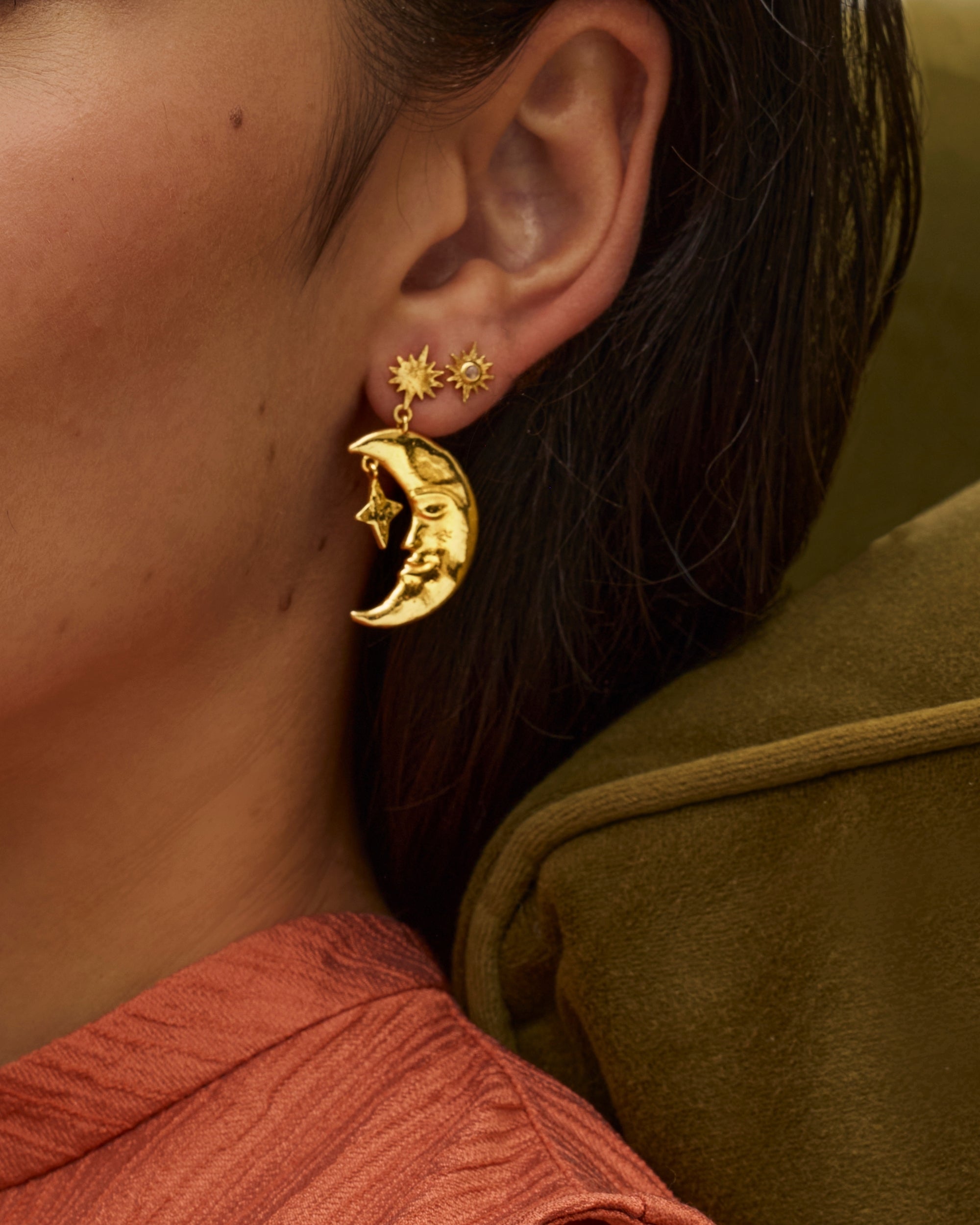 Moonstone Star Stud Earrings | Sustainable Jewellery by Ottoman Hands