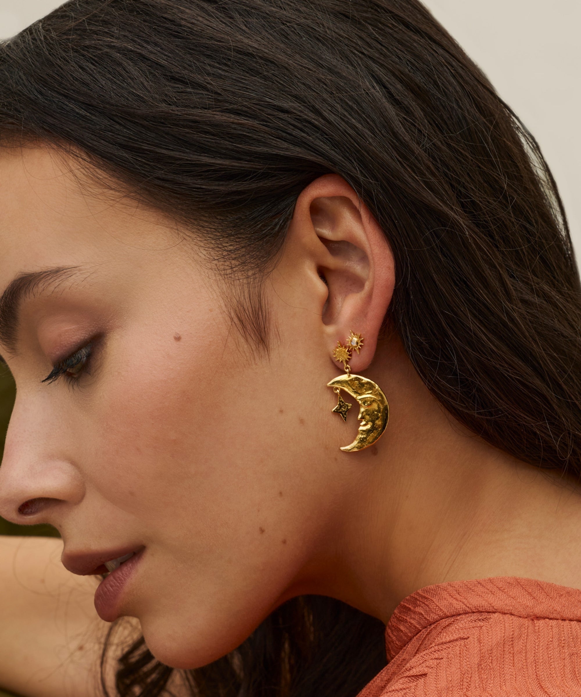 Moonstone Star Stud Earrings | Sustainable Jewellery by Ottoman Hands