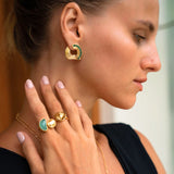 Nara Wave Green Onyx Stud Earrings | Sustainable Jewellery by Ottoman Hands