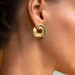Nara Wave Green Onyx Stud Earrings | Sustainable Jewellery by Ottoman Hands