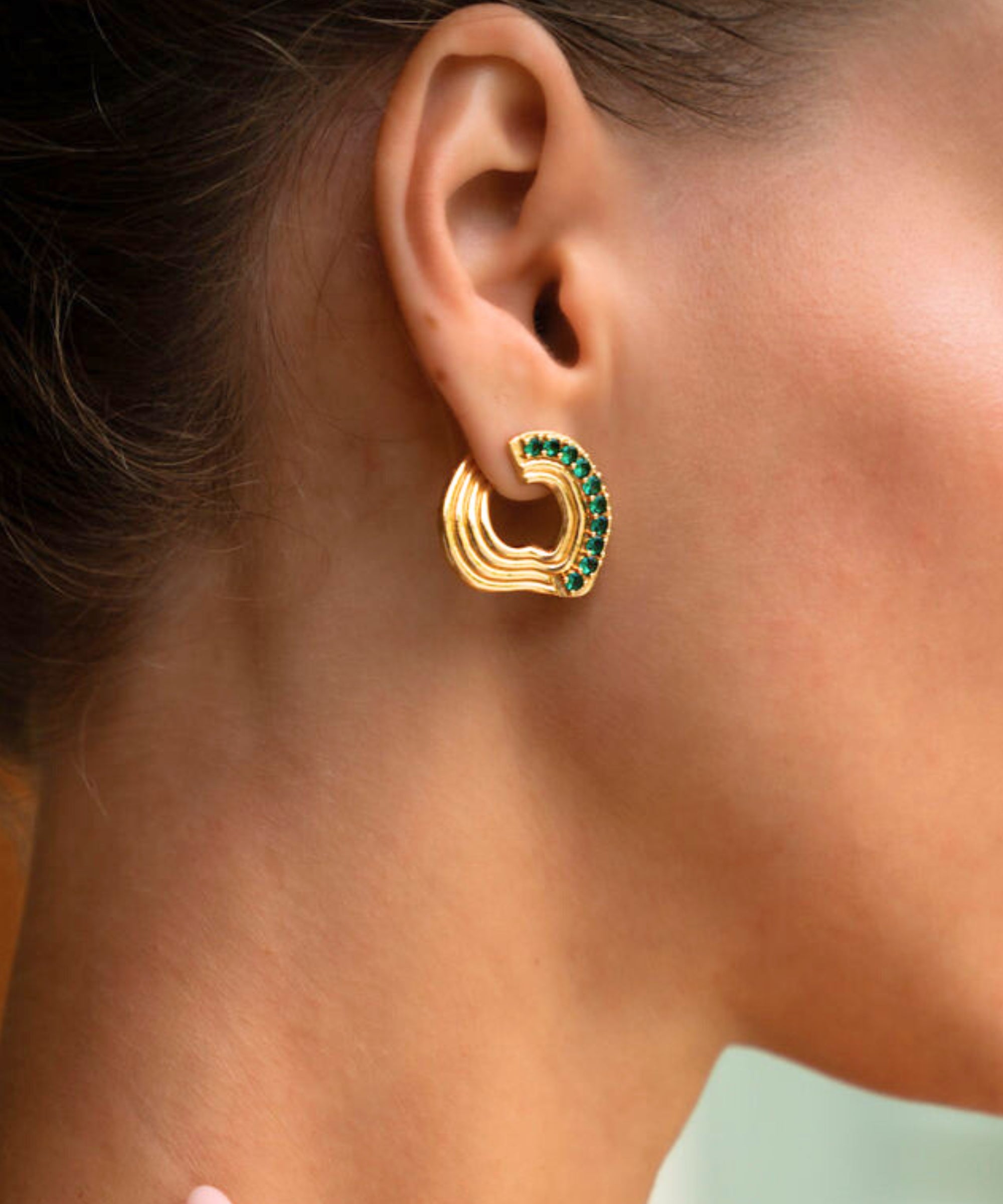 Nara Wave Green Onyx Stud Earrings | Sustainable Jewellery by Ottoman Hands