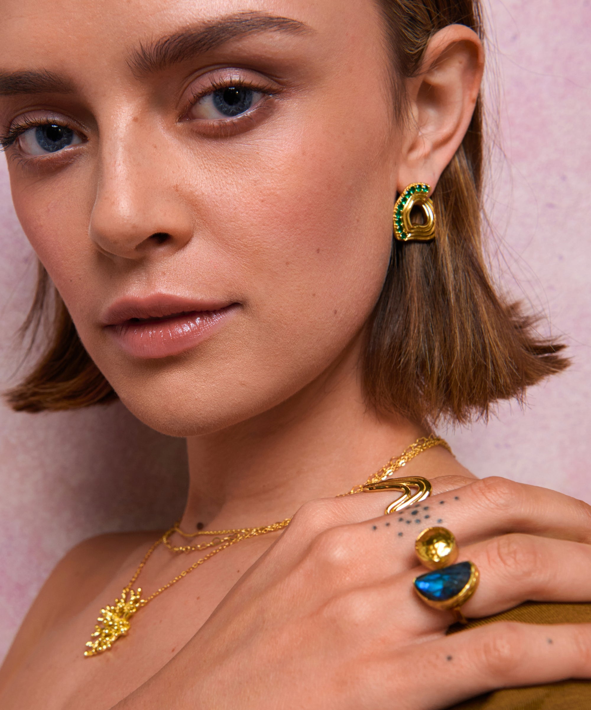 Nara Wave Green Onyx Stud Earrings | Sustainable Jewellery by Ottoman Hands