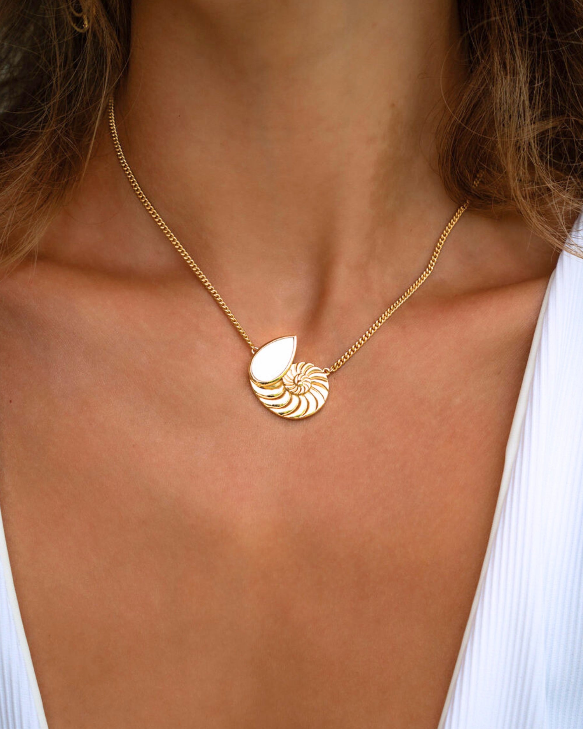 Nautilus Seashell Mother of Pearl Pendant Necklace | Sustainable Jewellery by Ottoman Hands