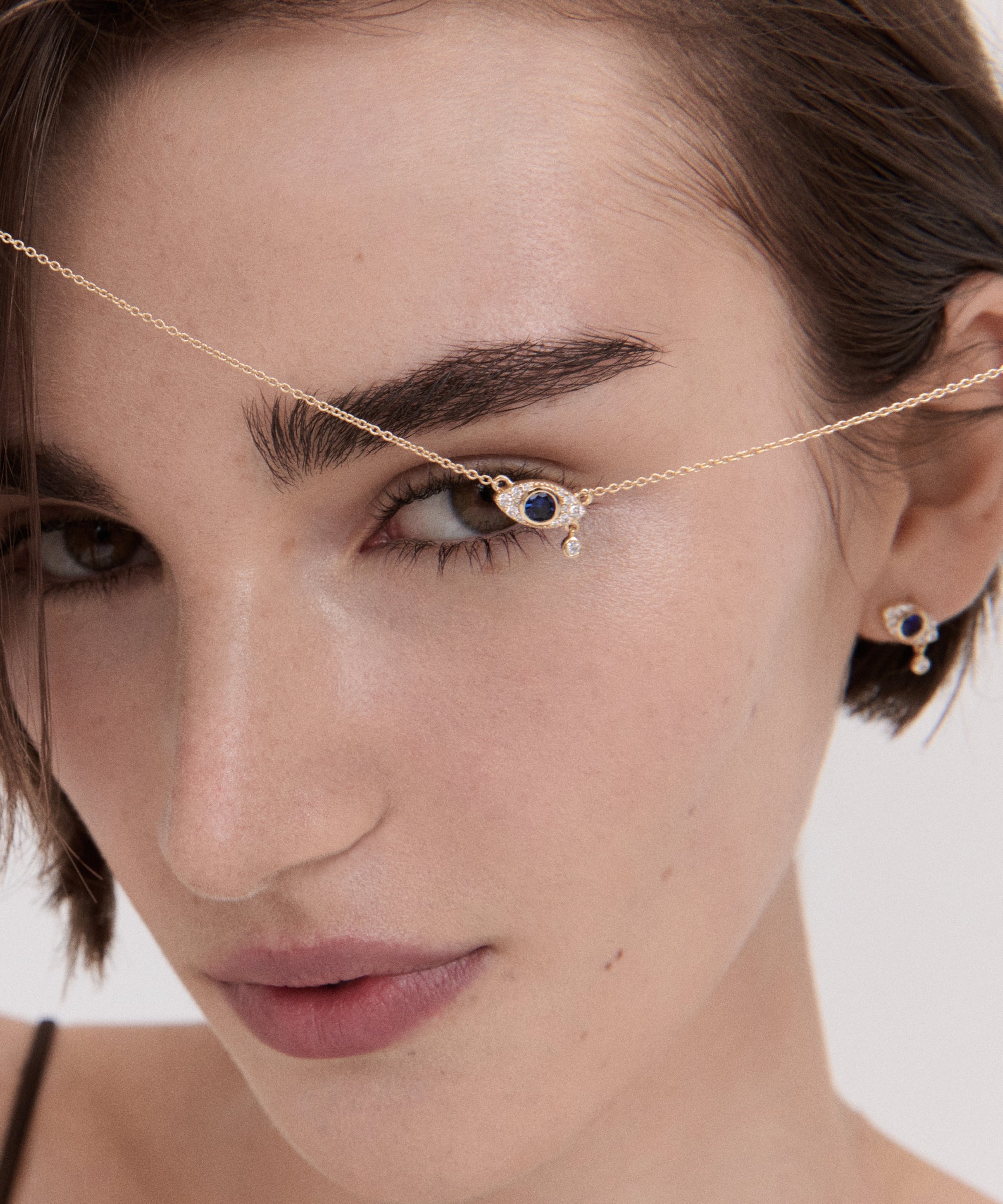 Diamond Evil Eye Solid Gold Pendant Necklace| Ottoman Hands Jewellery