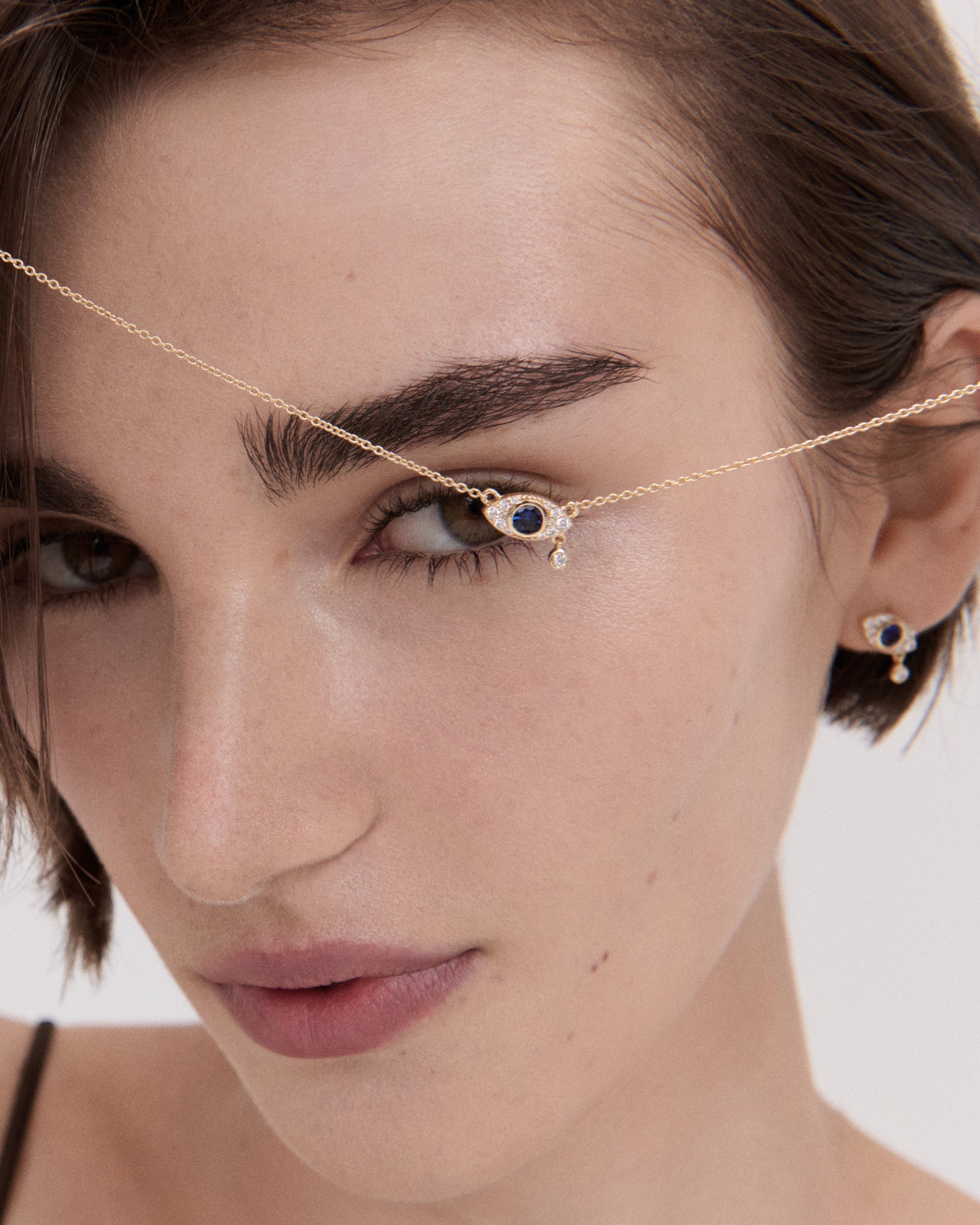 Diamond Evil Eye Solid Gold Pendant Necklace| Ottoman Hands Jewellery