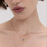 Diamond Evil Eye Solid Gold Pendant Necklace| Ottoman Hands Jewellery