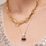 Nerissa Lapis and Moonstone Pendant Necklace