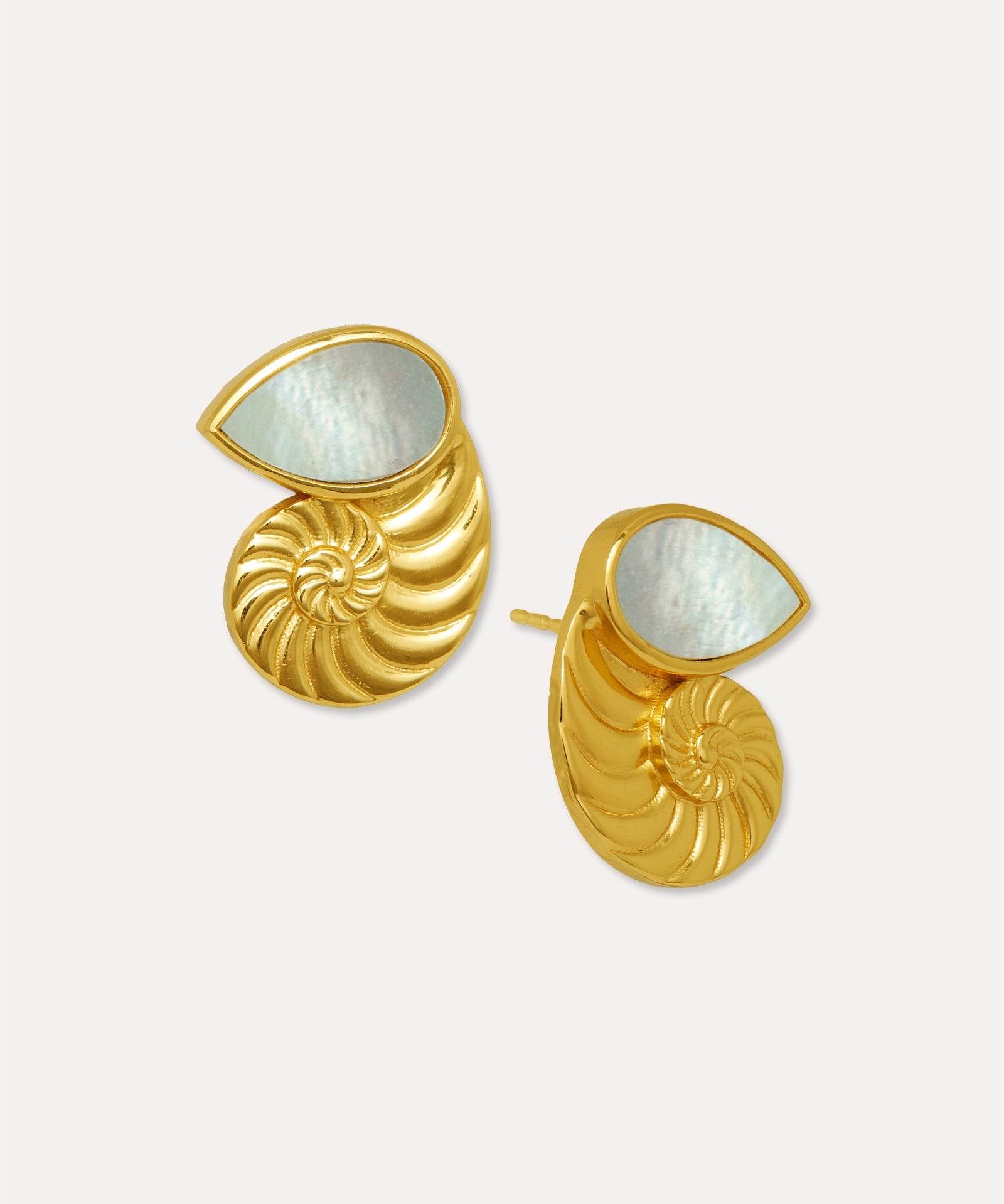 Nautilus Seashell Mother of Pearl Stud Earrings | Sustainable Jewellery by Ottoman Hands