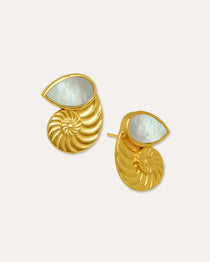 Nautilus Seashell Mother of Pearl Stud Earrings | Sustainable Jewellery by Ottoman Hands