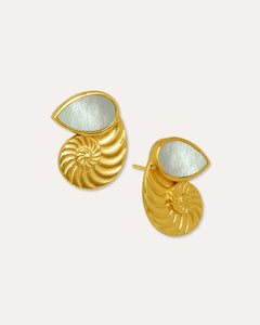 Nautilus Seashell Mother of Pearl Stud Earrings | Sustainable Jewellery by Ottoman Hands
