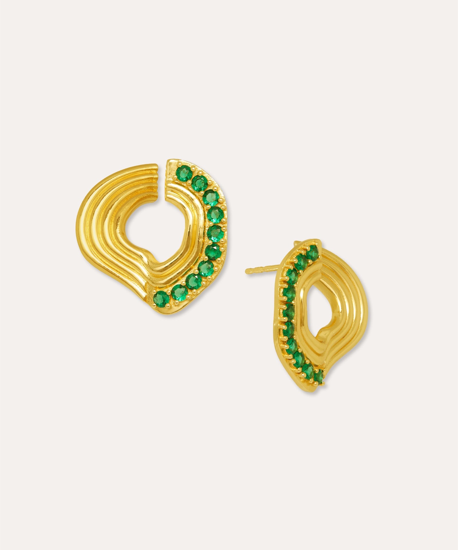Nara Wave Green Onyx Stud Earrings | Sustainable Jewellery by Ottoman Hands