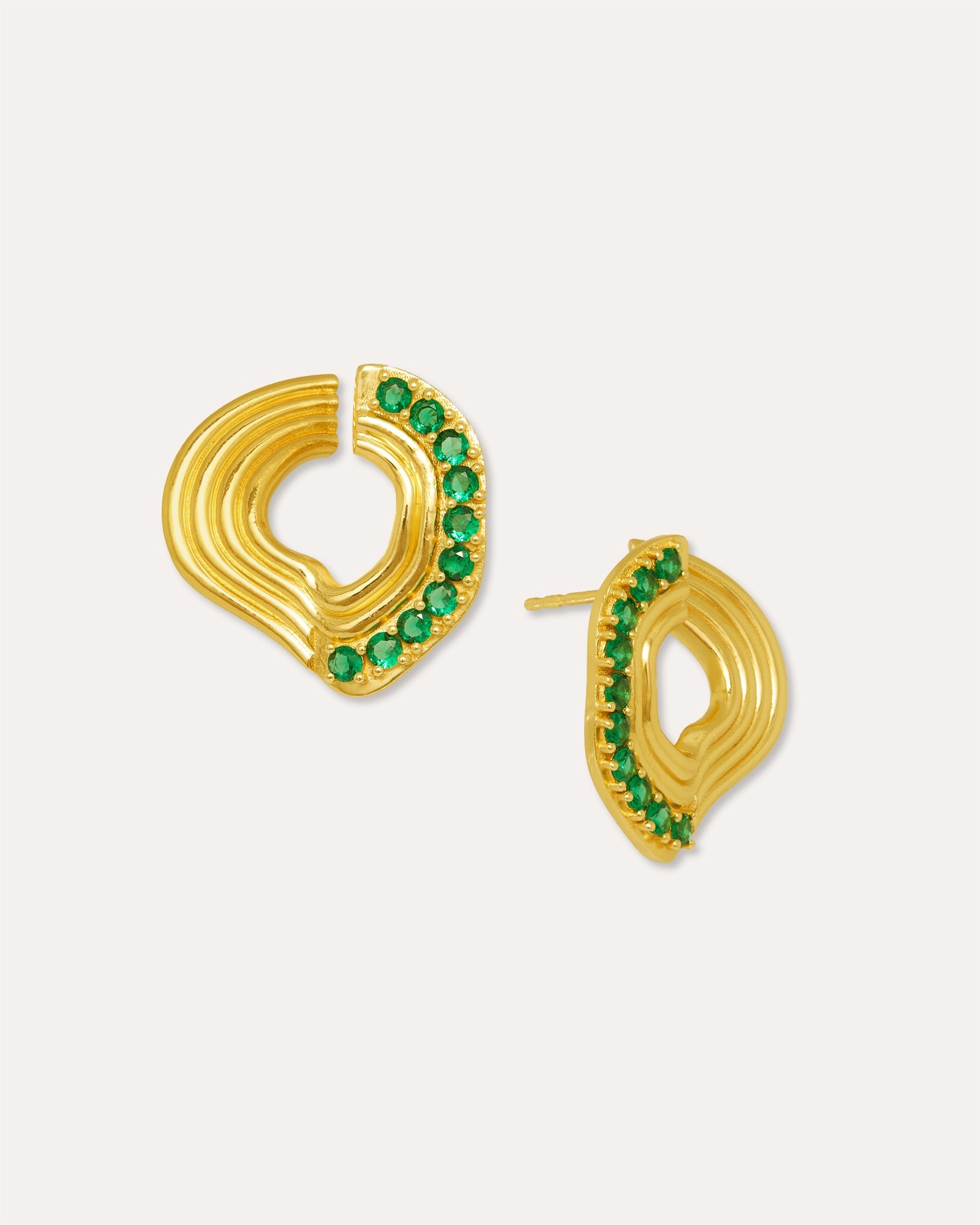 Nara Wave Green Onyx Stud Earrings | Sustainable Jewellery by Ottoman Hands