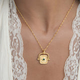 Emerald Green CZ Wax Seal Rotating Necklace
