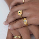 Emerald Green CZ Wax Seal Ring