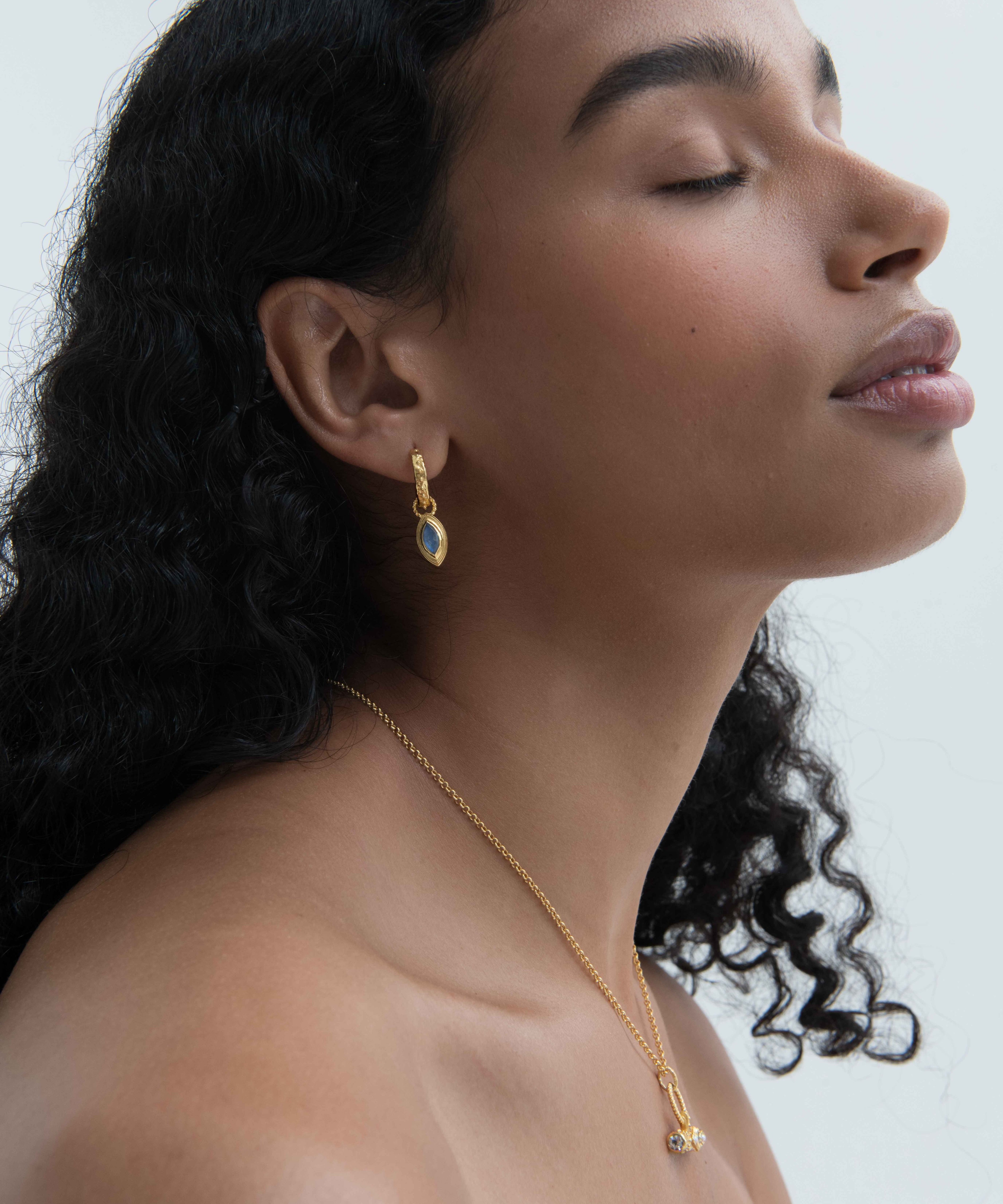 Marquise Labradorite Huggie Earrings