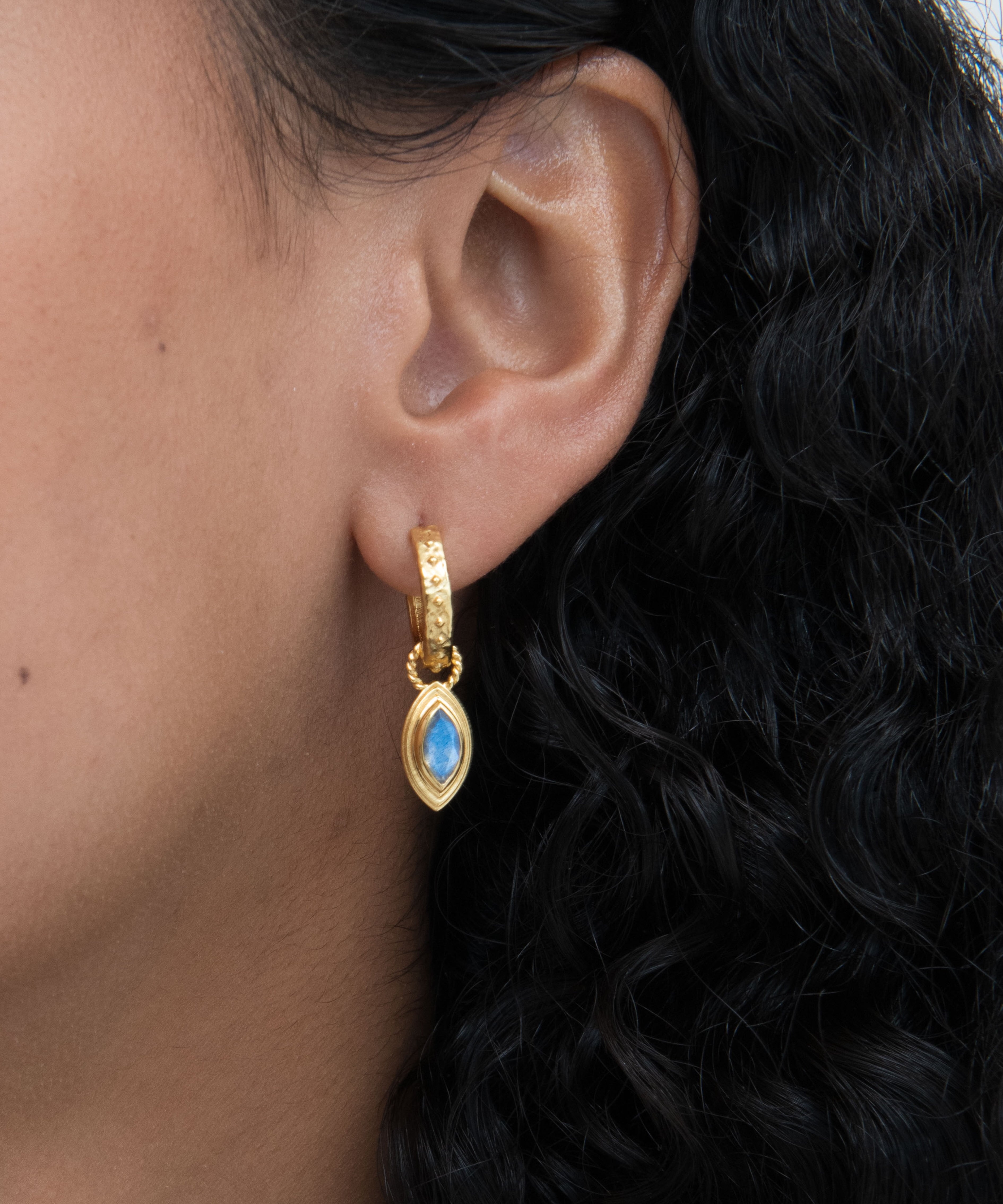 Marquise Labradorite Huggie Earrings