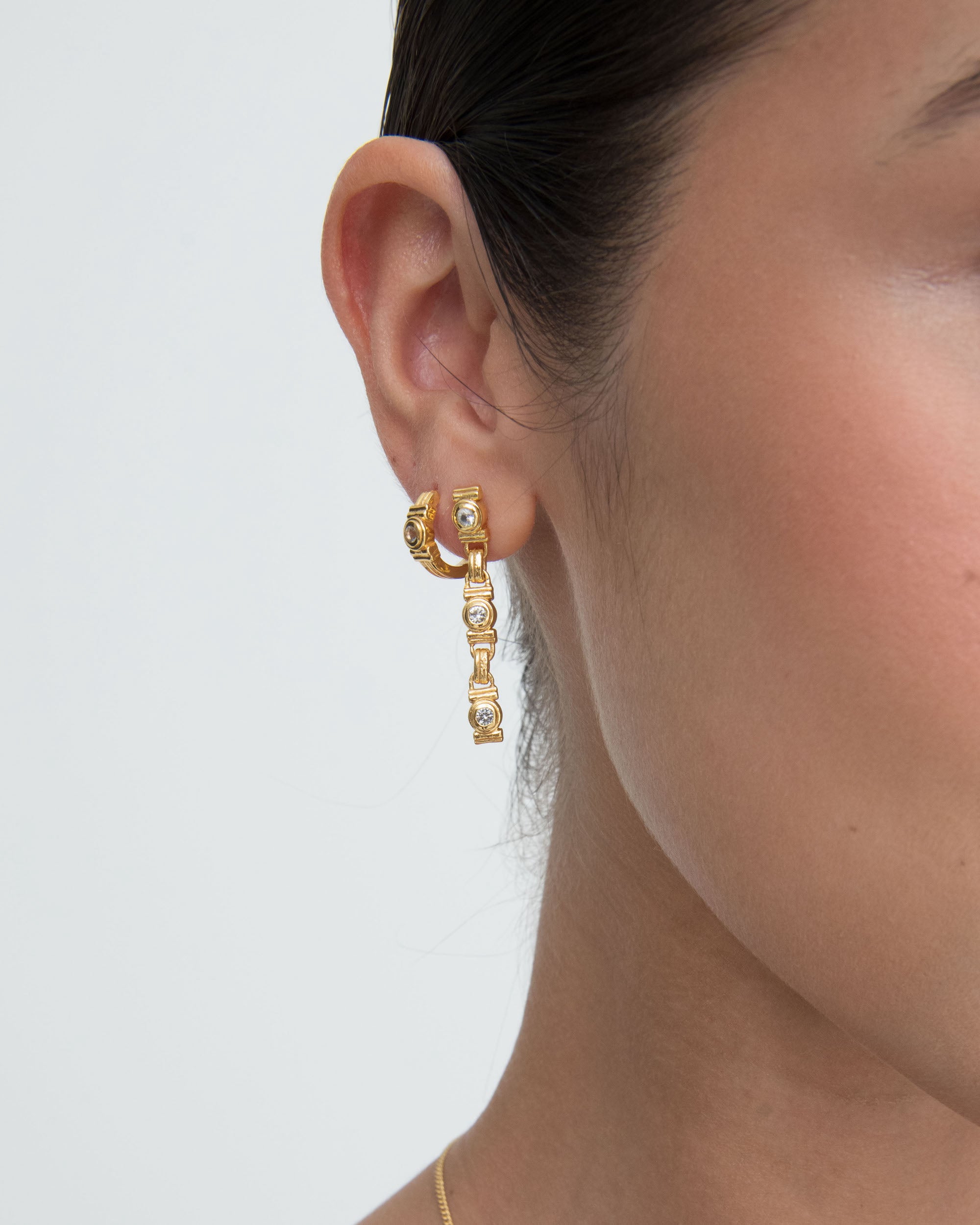 White Topaz Tennis Drop Earrings | Sustainable Jewellery by Ottoman Hands