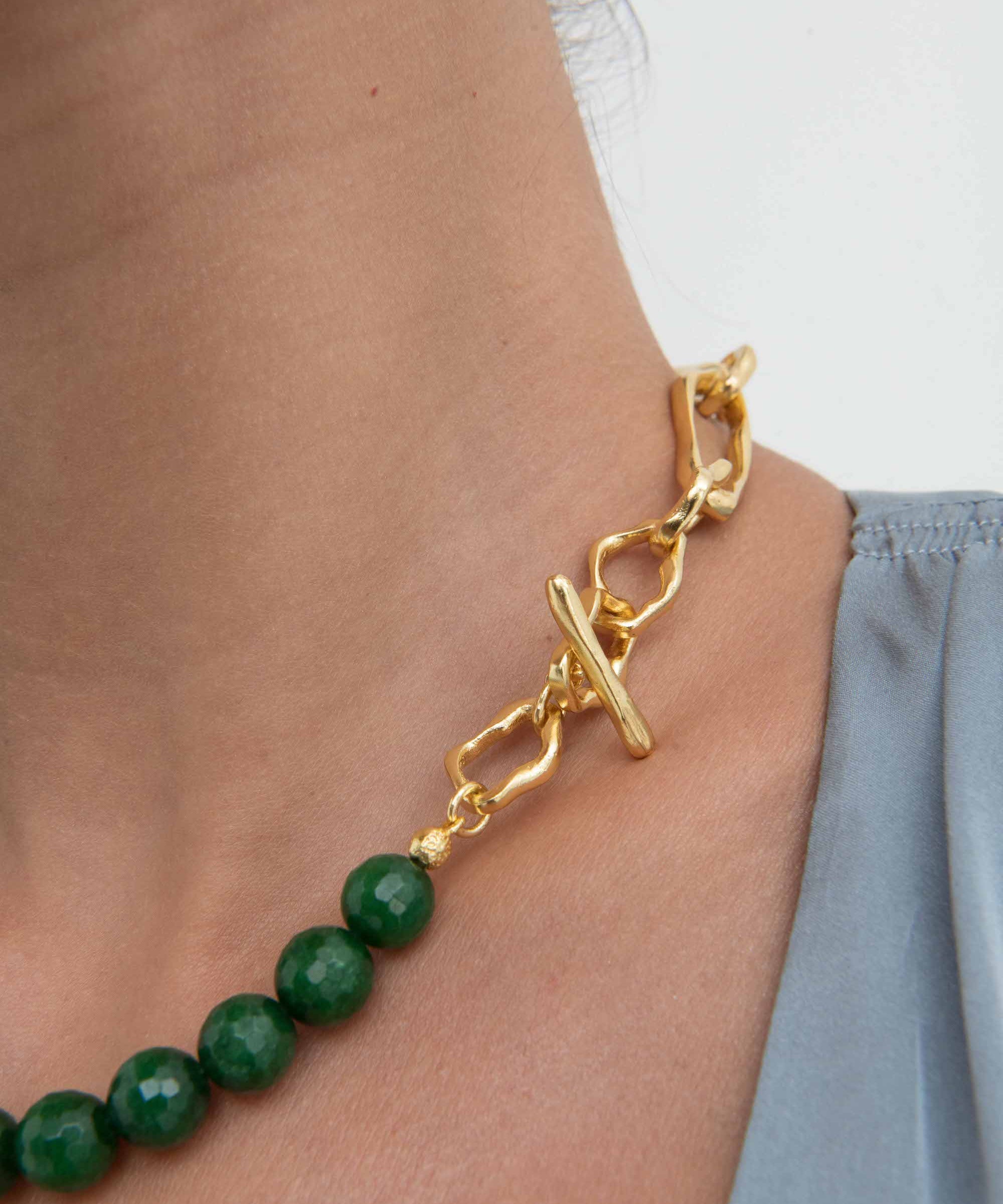 Green Agate Beaded Etta Chain Necklace | Sustainable Jewellery by Ottoman Hands