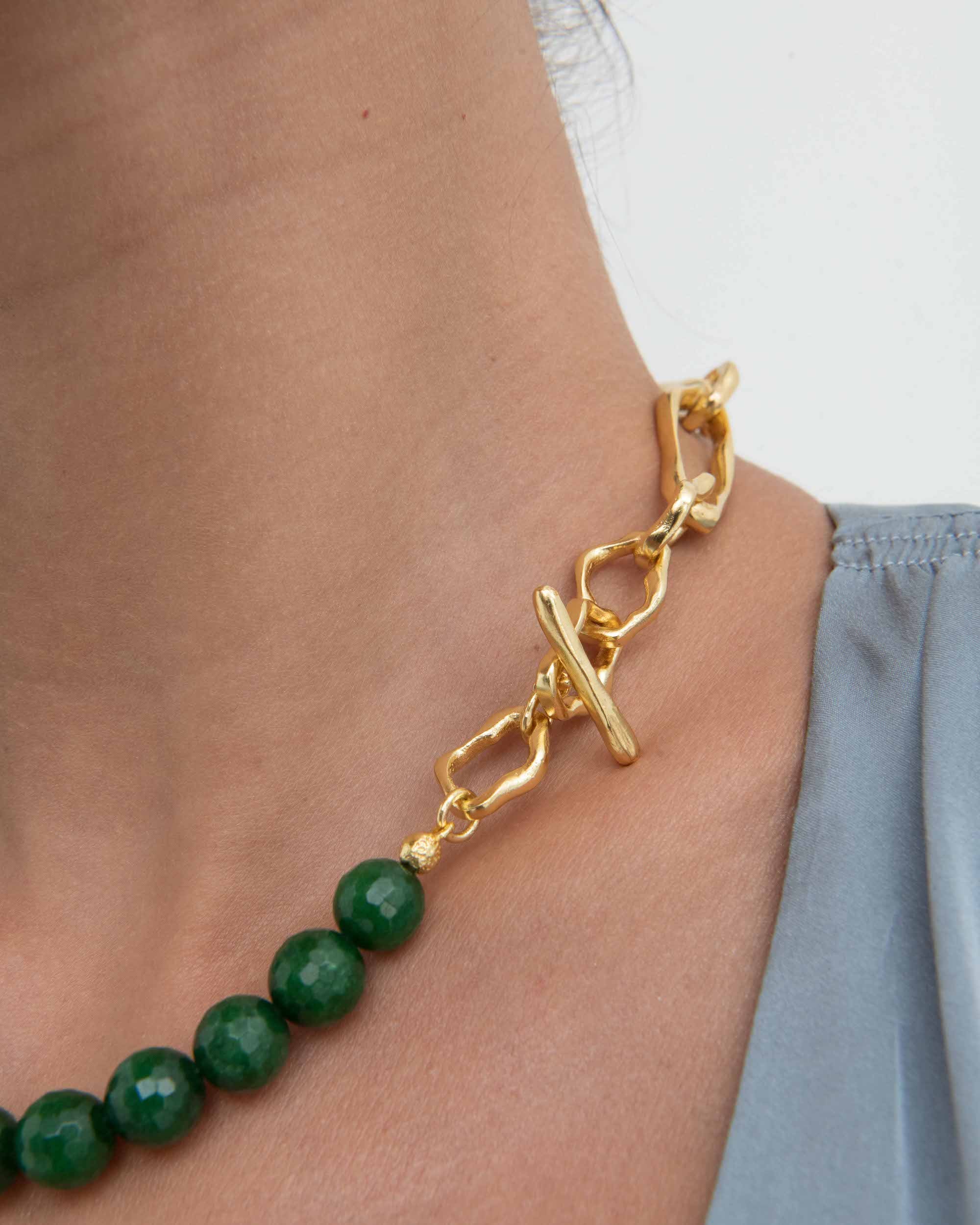 Green Agate Beaded Etta Chain Necklace | Sustainable Jewellery by Ottoman Hands