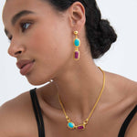 Turquoise and Ruby Chain Necklace | Sustainable Jewellery by Ottoman Hands