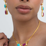 Turquoise and Ruby Chain Necklace | Sustainable Jewellery by Ottoman Hands