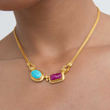 Turquoise and Ruby Chain Necklace | Sustainable Jewellery by Ottoman Hands