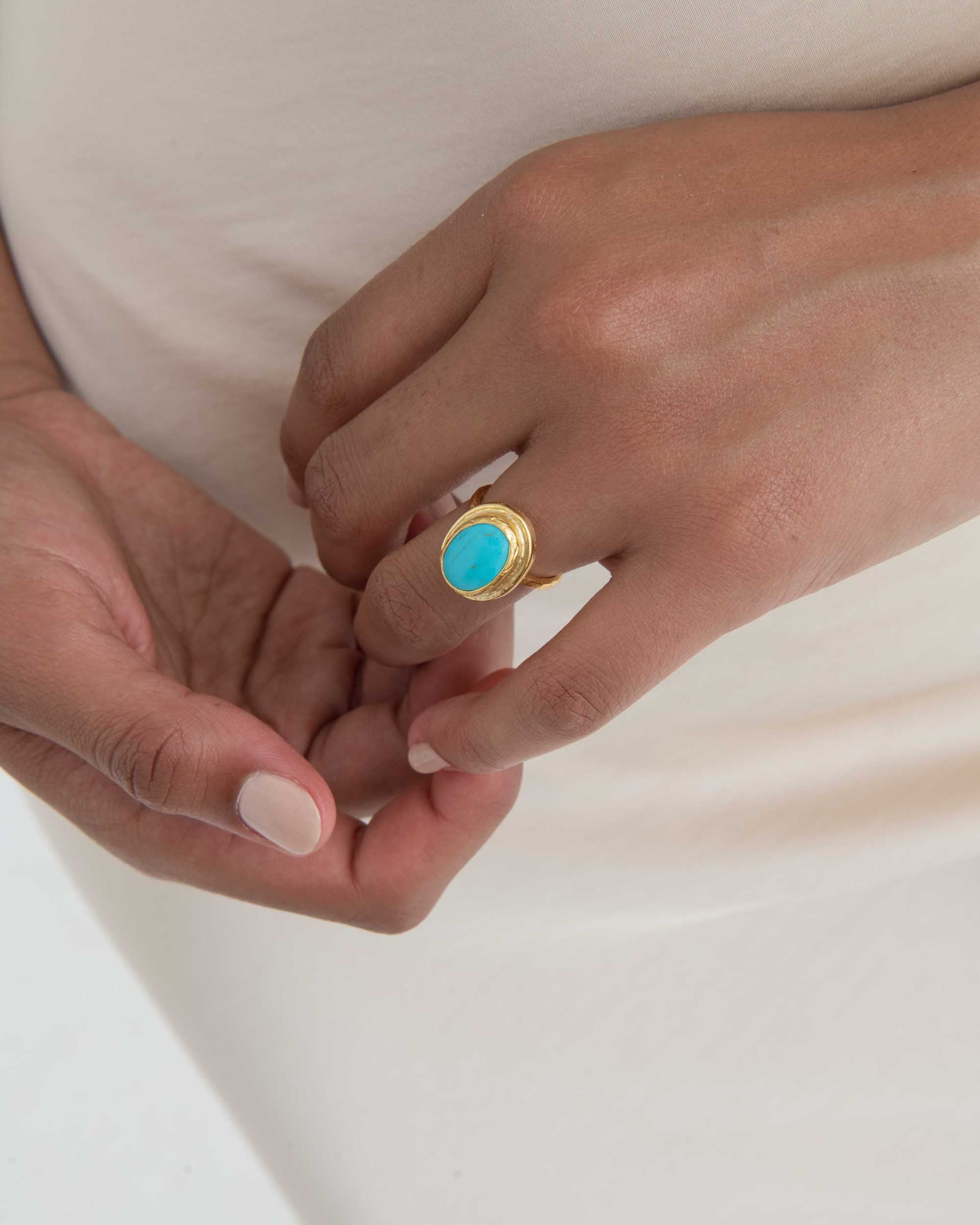 Turquoise Cocktail Ring | Sustainable Jewellery by Ottoman Hands