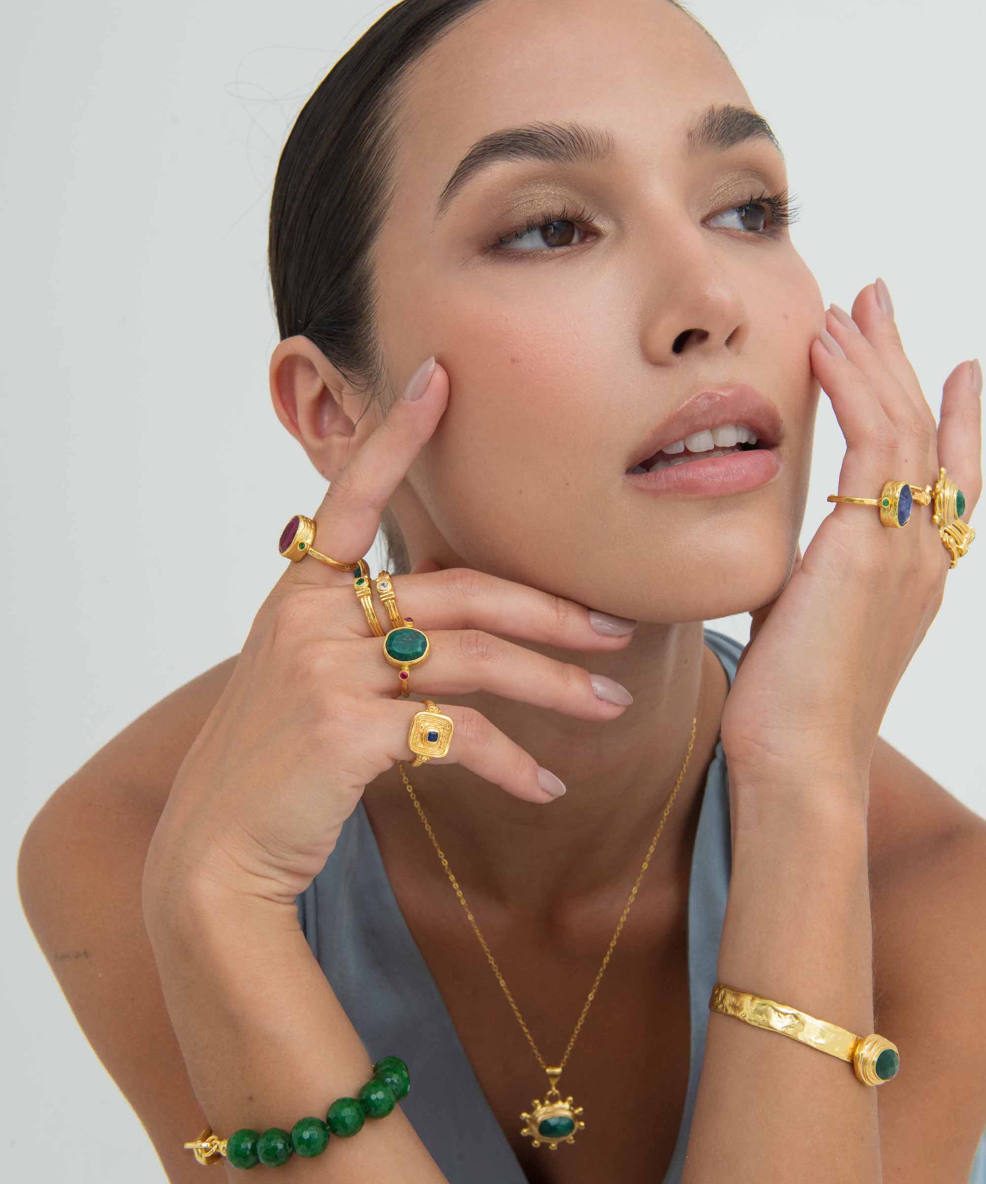 Green Agate Beaded Etta Chain Bracelet | Sustainable Jewellery by Ottoman Hands