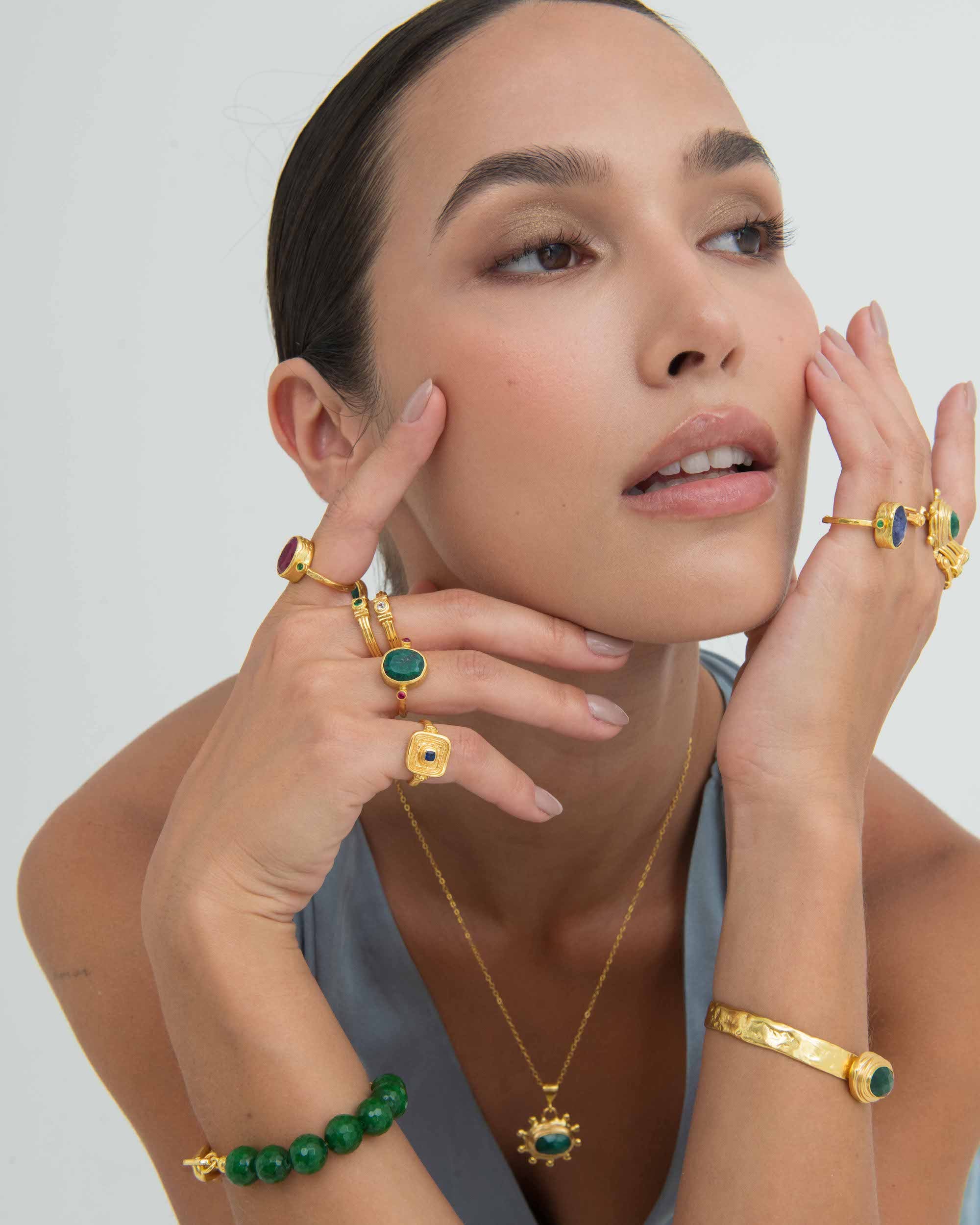 Green Agate Beaded Etta Chain Bracelet | Sustainable Jewellery by Ottoman Hands