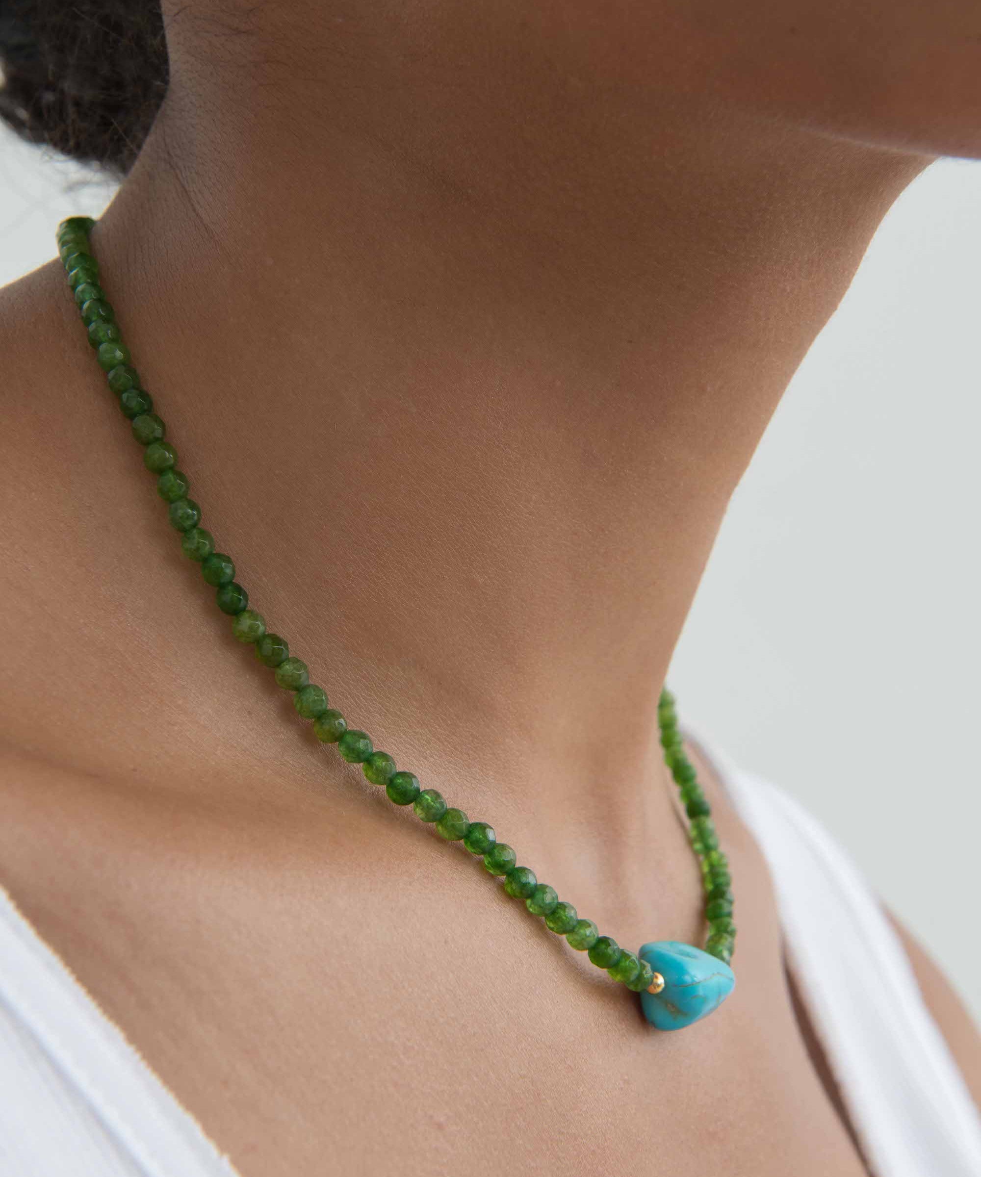 Felice Green Jade and Turquoise Beaded Necklace | Sustainable Jewellery by Ottoman Hands