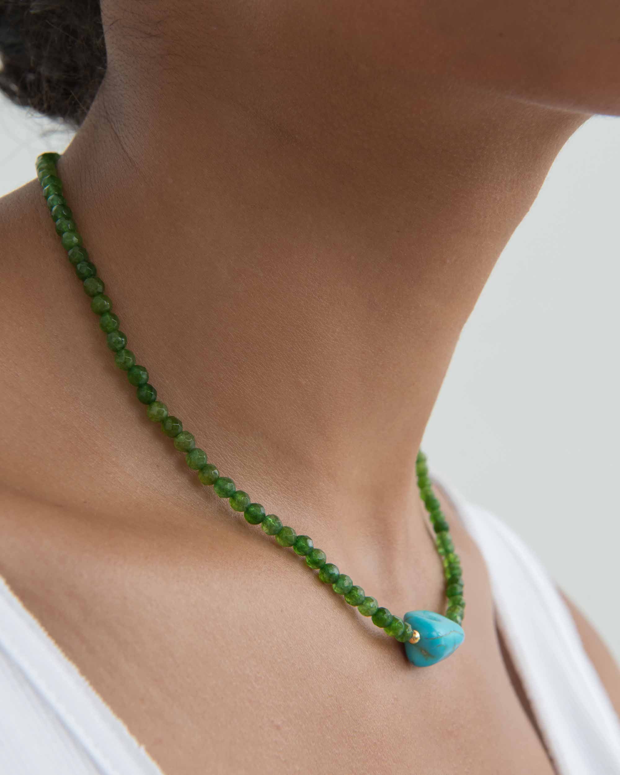 Felice Green Jade and Turquoise Beaded Necklace | Sustainable Jewellery by Ottoman Hands
