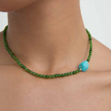 Felice Green Jade and Turquoise Beaded Necklace | Sustainable Jewellery by Ottoman Hands