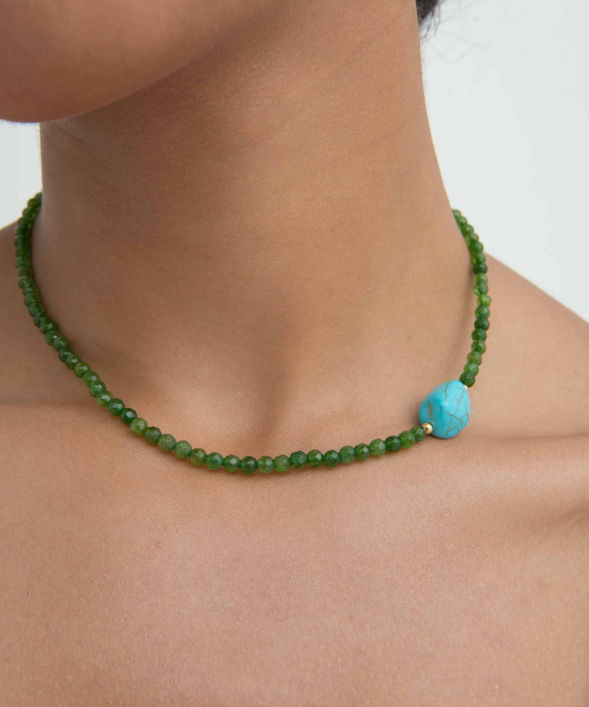 Felice Green Jade and Turquoise Beaded Necklace | Sustainable Jewellery by Ottoman Hands