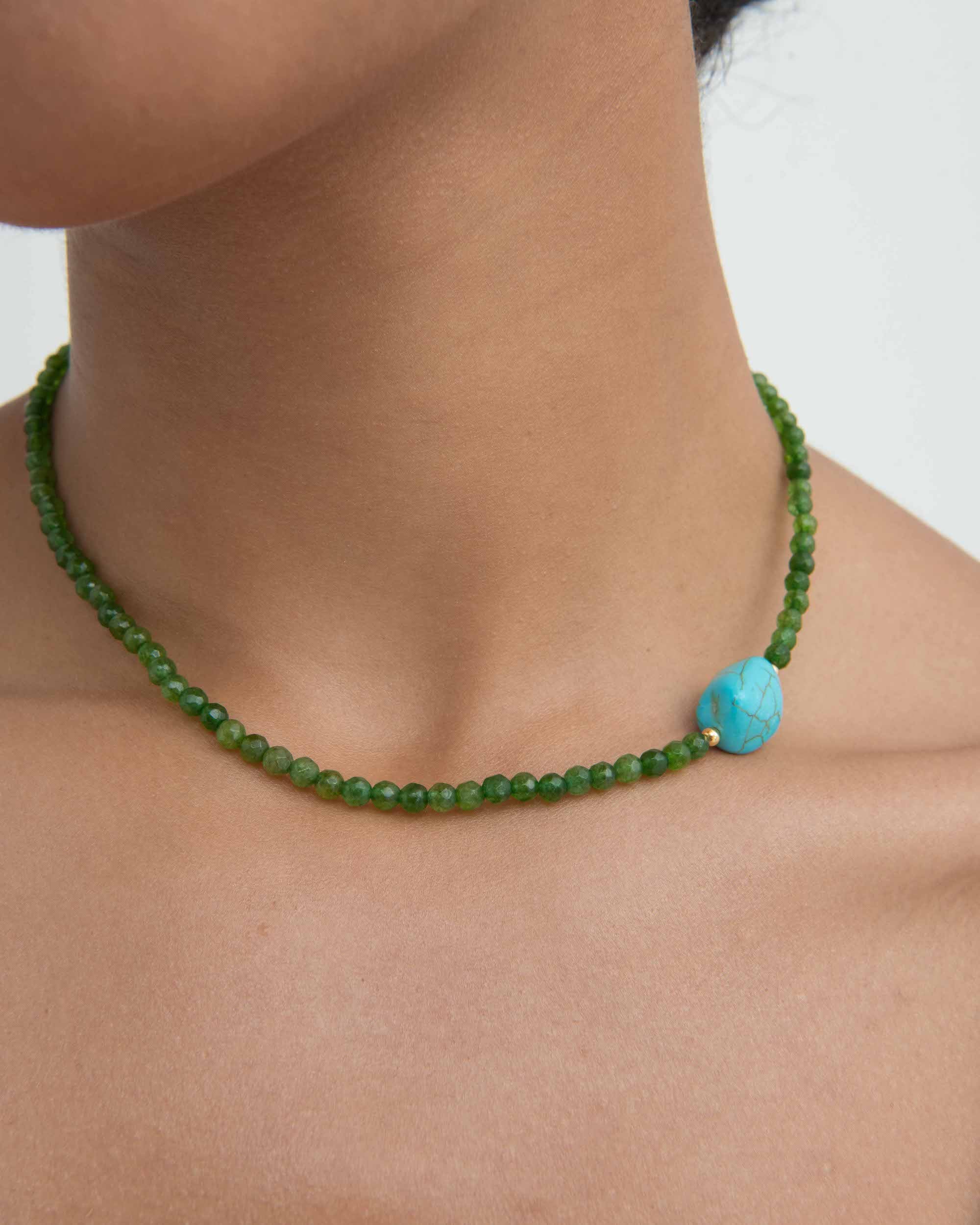 Felice Green Jade and Turquoise Beaded Necklace | Sustainable Jewellery by Ottoman Hands