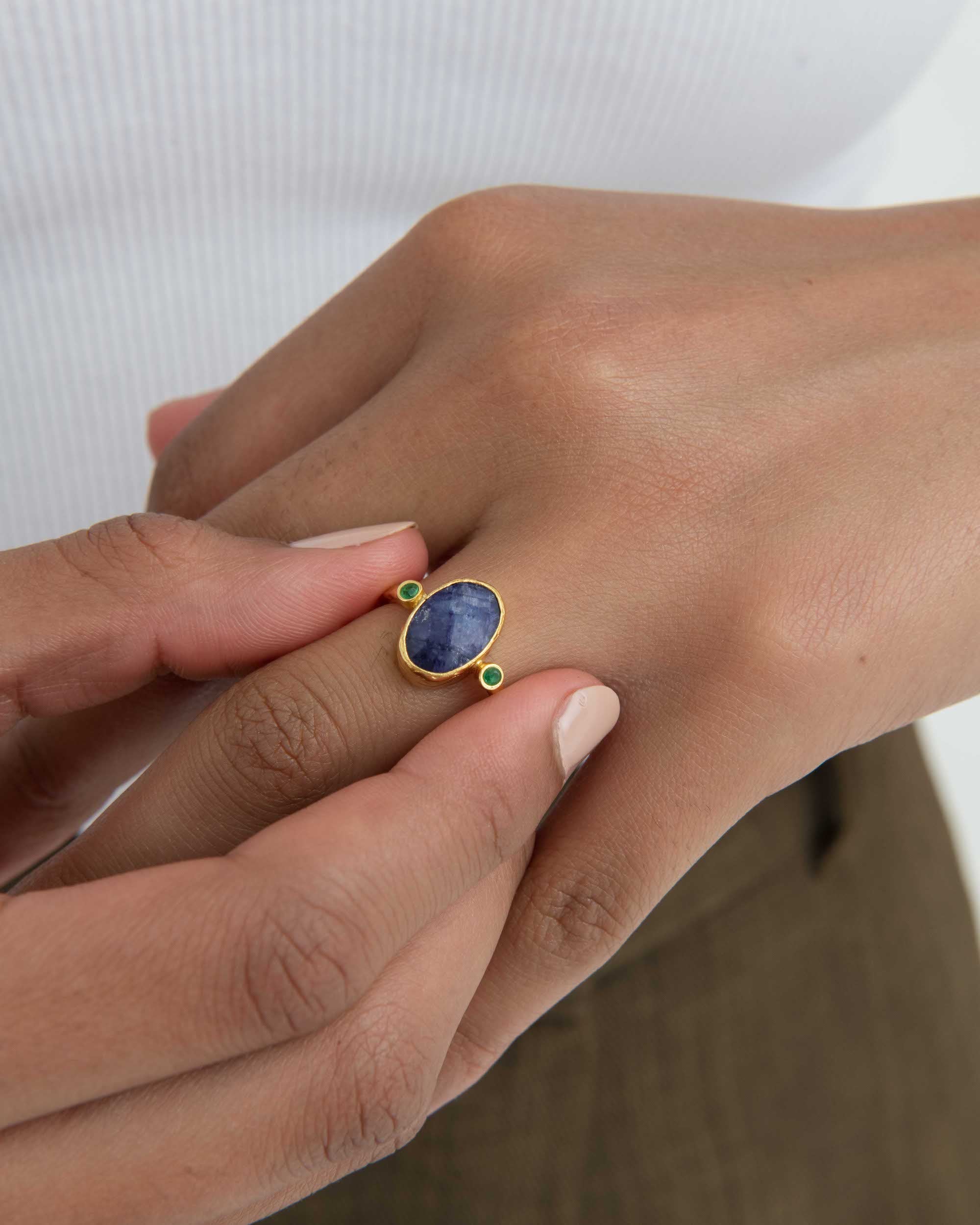 Lucia Sapphire Cocktail Ring | Sustainable Jewellery by Ottoman Hands