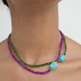Felice Purple Jade and Turquoise Beaded Necklace | Sustainable Jewellery by Ottoman Hands