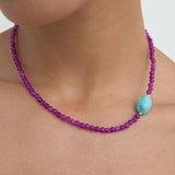 Felice Purple Jade and Turquoise Beaded Necklace | Sustainable Jewellery by Ottoman Hands