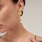 Odella Gold and Pearl Drop Stud Earrings | Sustainable Jewellery by Ottoman Hands